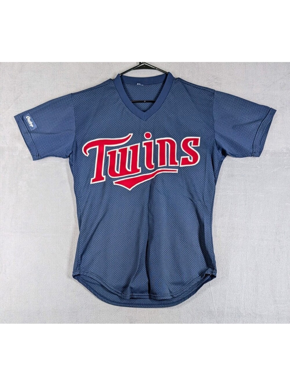 Vintage Rawlings Mens Medium Blue Minnesota Twins 7 Mesh Baseball Jersey Sewn